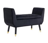 HOMCOM Banco con Espacio de Almacenamiento, reposabrazos, tapizado con Aspecto de Terciopelo, baúl con Patas de Madera, para salón, Dormitorio, Pasillo, 107 x 42 x 65 cm, Color Negro