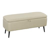 HOMCOM Banco de Almacenaje con Tapa Abatible y Patas de Acero para Dormitorio Salón Entrada 101x38,5x44,5 cm Beige Beige