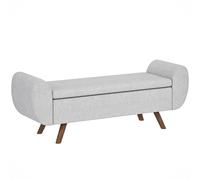 HOMCOM Banco de almacenamiento 53,8L con asiento acolchado en lino y apoyabrazos, para salón, dormitorio, entrada, 132x42x50 cm, Gris
