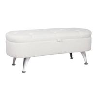 HOMCOM Banco de almacenamiento acolchado con tapa, con aspecto de oso de terciopelo, para pasillo, dormitorio, salón, estructura de metal, 114 x 47 x 46,5 cm, color blanco