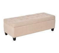 HOMCOM Banco de Almacenamiento Acolchado Puff de Almacenaje Taburete Tapizado en Lino con Tapa Abatible para Salón Entrada Dormitorio Carga 120 kg 125x49x41,5 cm Beige