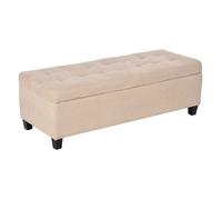 Homcom banco de almacenamiento acolchado puff de almacenaje taburete tapizado en lino con tapa abatible para salón entrada dormitorio carga 120 kg 125x49x41,5 cm beige