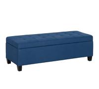 Homcom banco de almacenamiento acolchado puff de almacenaje taburete tapizado en lino con tapa abatible para salón entrada dormitorio carga 120 kg 125x49x41,5 cm azul