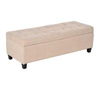 Homcom banco de almacenamiento acolchado puff de almacenaje taburete tapizado en lino con tapa abatible para salón entrada dormitorio carga 120 kg 125x49x41,5 cm beige