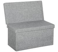 HOMCOM Banco de Almacenamiento Dormitorio con Respaldo 76x50x73cm Gris | Plegable, Reposapiés Puf, Tela aspecto lino, 77L almacenamiento, para Sala de estar