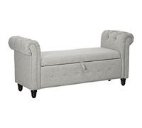 HOMCOM - Banco de almacenamiento para banco (2 en 1, tejido de aspecto lino, con patas de madera, 146,5 x 49 x 72 cm), color gris