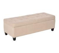 HOMCOM Banco de Almacenamiento Puff Taburete Tapizado en Lino con Tapa Abatible 125x49x41,5 cm Beige para Entrada Espaciosa Aosom España