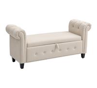 HOMCOM Banqueta Pie de Cama con Almacenamiento y Reposabrazos para Dormitorio Salón Pasillo 146,5x49x74,5 cm Gris Claro Aosom España