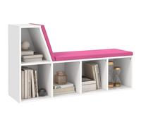 HOMCOM Banco de biblioteca 2 en 1 con 5 compartimentos de almacenamiento y 2 estantes para guardar libros 108 30x60 cm blanco Rosa