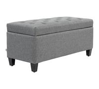 HOMCOM Banco de Cama, Banco Acolchado con Espacio de Almacenamiento, Poliéster tipo Lino, Madera de Caucho, 100 x 40 x 44 cm, Gris Claro