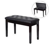 HOMCOM Banco de Piano con Almacenamiento, Banqueta de Piano con Asiento de Cuero Sintético, Patas de Madera, Carga Máxima 200 kg, 76x36x50 cm, Negro Black