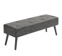 HOMCOM Banco de Pie de Cama Banqueta de dormitorio con Patas de Madera y Asiento Acolchado 114x38x42 cm Gris