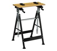 HOMCOM Banco de Trabajo Ajustable 65x57x85-114 cm Madera Natural y Negro