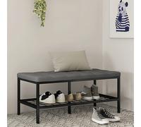 HOMCOM Banco para zapatos con cojín acolchado y estante de almacenamiento, mueble para zapatos de entrada para pasillo o dormitorio, 90x41x40 cm, Gris