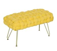 HOMCOM Banco Pie de Cama Banqueta Dormitorio con Patas Doradas Amarillo