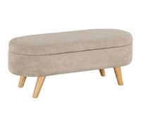 HOMCOM Banco Pie de Cama, Puff Almacenaje con Patas de Madera, Beige