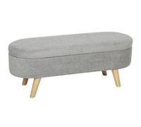 HOMCOM Pie de Cama, Puff Almacenaje Tapizado en Terciopelo de Teddy con Patas de Madera y Asiento Acolchado, de Almacenaje Ovalado para Dormitorio, Entrada, Pasillo