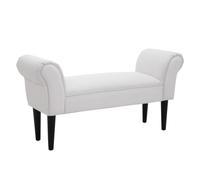 Homcom banco pie de cama, taburete pie de cama tapizado en lona con patas de madera, reposabrazos y asiento acolchado, estilo moderno, banco para dormitorio, entrada, pasillo, blanco 51 cm