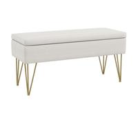 Homcom banco pie de cama, taburete pie de cama tapizado en lino sintético con patas de acero y asiento acolchado, estilo moderno, banco para dormitorio, entrada, pasillo, crema