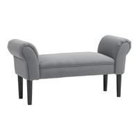 HOMCOM Banco Pie de Cama, Taburete Pie de Cama Tapizado en Lona con Patas de Madera, Reposabrazos y Asiento Acolchado, Estilo Moderno, Banco para Dormitorio, Entrada, Pasillo, Gris Oscuro