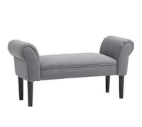 HOMCOM Banco Pie de Cama, Taburete Pie de Cama Tapizado en Lona con Patas de Madera, Reposabrazos y Asiento Acolchado, Estilo Moderno, Banco para Dormitorio, Entrada, Pasillo, Gris Oscuro