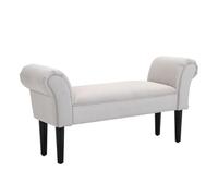 Homcom banco pie de cama, taburete pie de cama tapizado en lona con patas de madera, reposabrazos y asiento acolchado, estilo moderno, banco para dormitorio, entrada, pasillo, blanco grisáceo 51 cm