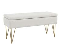 Homcom banco pie de cama, taburete pie de cama tapizado en lino sintético con patas de acero y asiento acolchado, estilo moderno, banco para dormitorio, entrada, pasillo, crema