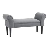 HOMCOM Banco Pie de Cama Tapizado en Lino Sintético con Patas de Madera Reposabrazos y Asiento Acolchado Gris Oscuro Aosom España