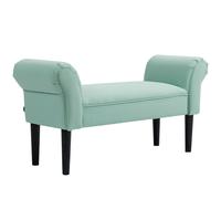 HOMCOM Banco Pie de Cama Tapizado en Lona con Patas de Madera Reposabrazos y Asiento Acolchado Verde Claro Aosom España