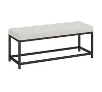 Homcom banco pie de cama, tapizado en terciopelo, banqueta para dormitorio, diseño capitoné, base de metal, banco para dormitorio, entrada, salón, recibidor, crema