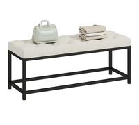 HOMCOM Banco Pie de Cama, Tapizado en Terciopelo, Banqueta para Dormitorio, Diseño Capitoné, Base de Metal, Banco para Dormitorio, Entrada, Salón, Recibidor Cream 117x40x48 cm