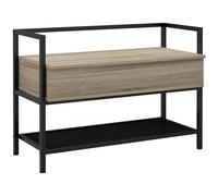 HOMCOM Banco Recibidor con Tapa Abatible Mueble Zapatero con Compartimento Oculto y Estante de Rejilla 84x39,5x61 cm Roble Oak 84x39.5x61 cm
