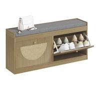 HOMCOM Banco Zapatero Bohemio con Asiento Acolchado 105x35x47 cm Natural