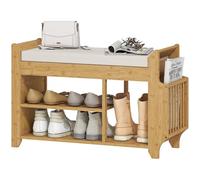 HOMCOM Banco Zapatero con Asiento Acolchado 80x30x50 cm Natural y Beige