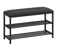 HOMCOM Banco zapatero con asiento, banco con almacenaje, estantería para zapatos con 2 compartimentos abiertos, banco 81 x 31 x 50 cm Negro Aosom España