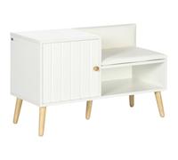 HomCom Banco zapatero para 4 pares – Asiento con cojín, compartimento abierto 80x33x49 cm Blanco