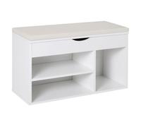 HomCom Banco zapatero Asiento de entrada moderno con cajón, estantes abiertos y cojín 80x30x47cm