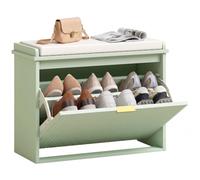 HOMCOM Banco Zapatero con cojín Acolchado y cajón abatible, hasta 309 LB, para 6 Pares, 24.4 x 10.2 x 18.7 in, Verde Claro