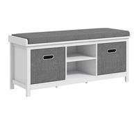 HOMCOM Banco Zapatero con Estante Regulable a 3 Niveles y 2 Cajones, en Tablero de Partículas, 105x35x47 cm, Blanco y Gris Aosom España