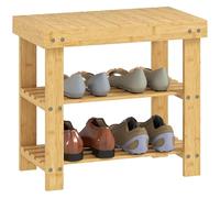 HOMCOM Banco Zapatero de Bambú con Asiento 3 Niveles 50x28x45 cm Natural