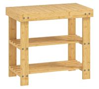 HOMCOM Banco Zapatero de Bambú de 3 Niveles para 4 Pares Zapatos 50x28x45 cm Natural