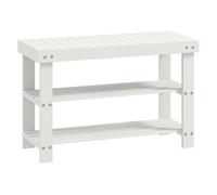HOMCOM Banco Zapatero de Bambú Zapatero con Asiento Organizador de Zapatos de 3 Niveles para 6 Pares Zapatos para Entrada Salón Dormitorio 70x28x45 cm Blanco