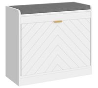 HOMCOM Banco Zapatero Estrecho 1 cajón abatible, 5 Pares, Blanco