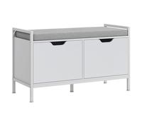 Homcom banco zapatero mueble zapatero con asiento cojín extraíble para 4 pares de zapatos banco zapatero para entrada recibidor salón pasillo 84x35x50 cm blanco