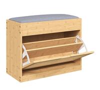HOMCOM Banco Zapatero Recibidor con Asiento Acolchado Cajón Abatible Puerta de Ratán Estante Ajustable para Entrada Natural