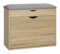 HOMCOM Banco Zapatos con Cojín 4 Pares Asiento Acolchado Natural | Banco de almacenamiento, armario abatible, espacio oculto, entrada