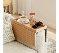 HOMCOM Bandeja de Brazo para Sofá de Bambú Plegable y Flexible con Base Antideslizante para Aperitivos Teléfonos y Bebidas