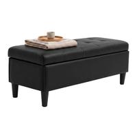 HOMCOM Banqueta con almacenaje 110 x 41 x 42 cm, pie de Cama capitoné de Polipiel Apta para Mascotas, Asiento para Ventana con Patas, Negro