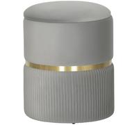 HOMCOM Banqueta de almacenamiento redonda, puff tapizado en terciopelo con tapa desmontable, asiento acolchado y almacenamiento oculto, Gris claro Aosom España