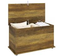 HOMCOM Baúl almacen. Grande 102L Caja mant. Banco Zap. 80x40x45cm Marrón | Tapa con bisagras de seguridad, baúl, banco de pie de cama, dormitorio, pasillo, sala de estar, cuarto de juegos